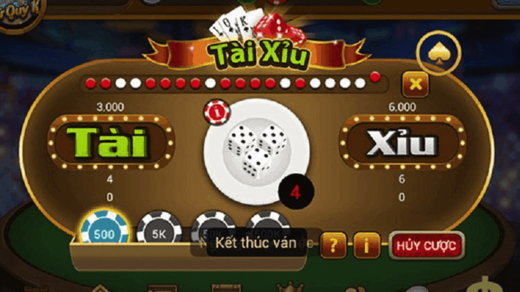 Giao diện tài xỉu của một cổng game uy tín